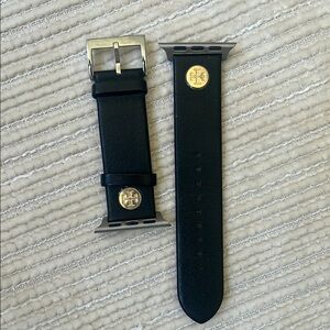 Tory Burch Black and Gold Leather Watch